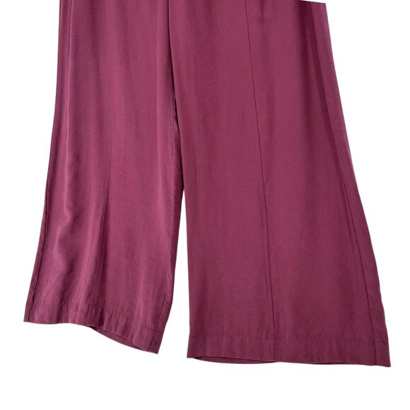 Easel Womens L Plum Mineral Wash Wide Leg Pants Elastic Waist Belted Relaxed Fit - Picture 9 of 16